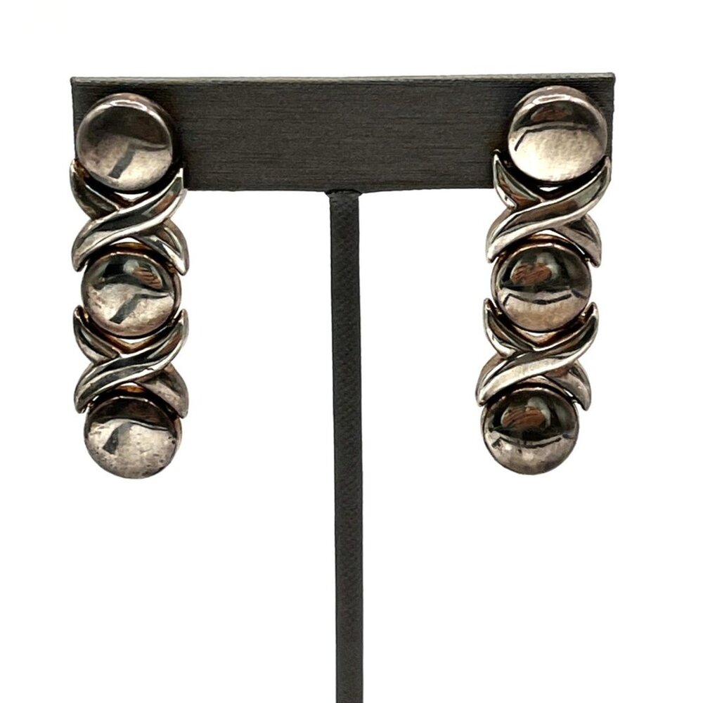 Vintage 90s Y2K  Silver-plated XOXO Hugs & Kisses Drop Post Pierced Earrings 2"